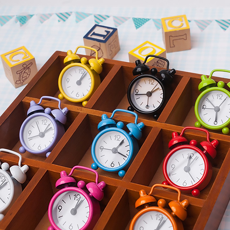 Nordic Mini Alarm Clock Creative Pointer Table Clock Round Bedside Clocks Best Desktop Decor. 