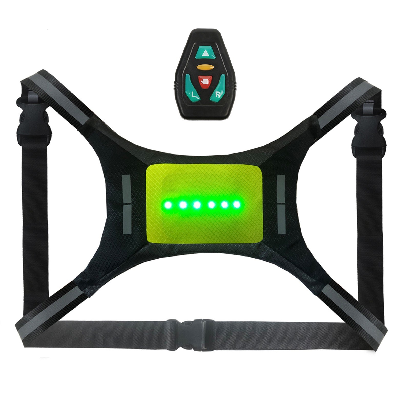 LED Reflective Vest USB Rechargeable Remote Control Turn Signal Light Vest Bicycle Warning Vest