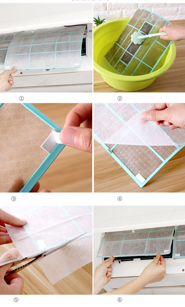2Pcs/Bag Air Conditioner Filter Papers Anti-dust Net Air Conditioner Cleaning Purification Tools Parts Air Purifier Dust Filters. 