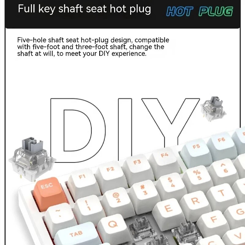 Vgn N75 Wireless Mechanical Keyboard 75 % 82 Keys Three Mode Bluetooth Wireless 2.4g Wired Hot Swap Rgb Gasket Gaming Keyboard. 