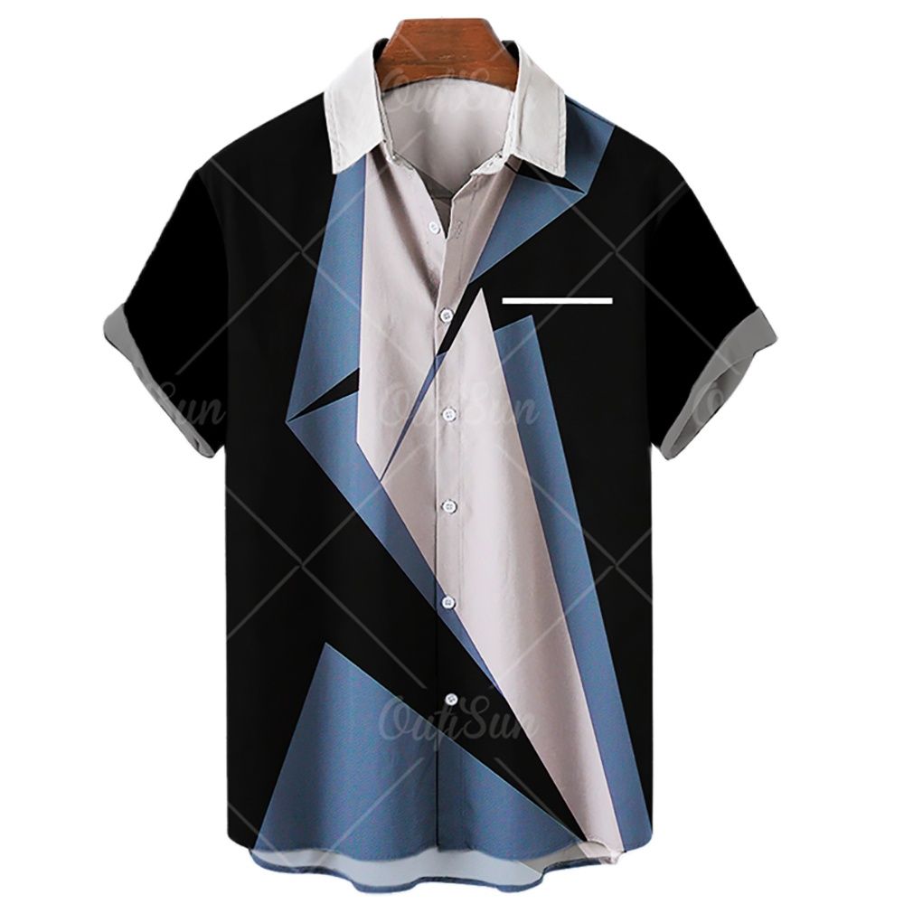 2022 Summer Hawaiian Men's Shirts Colorful Striped 3d Printed Shirts For Men Beach Casual Tee Shirt Men Large Size Tops Camicias. 
