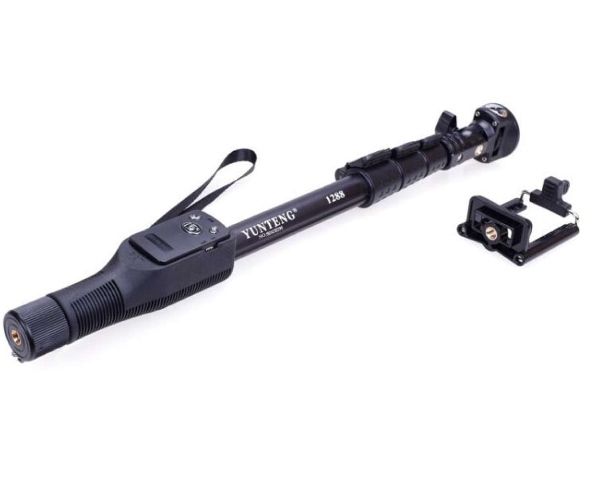Yunteng YT-1288 Selfie Stick Monopod With Bluetooth Remote Control - Black. 