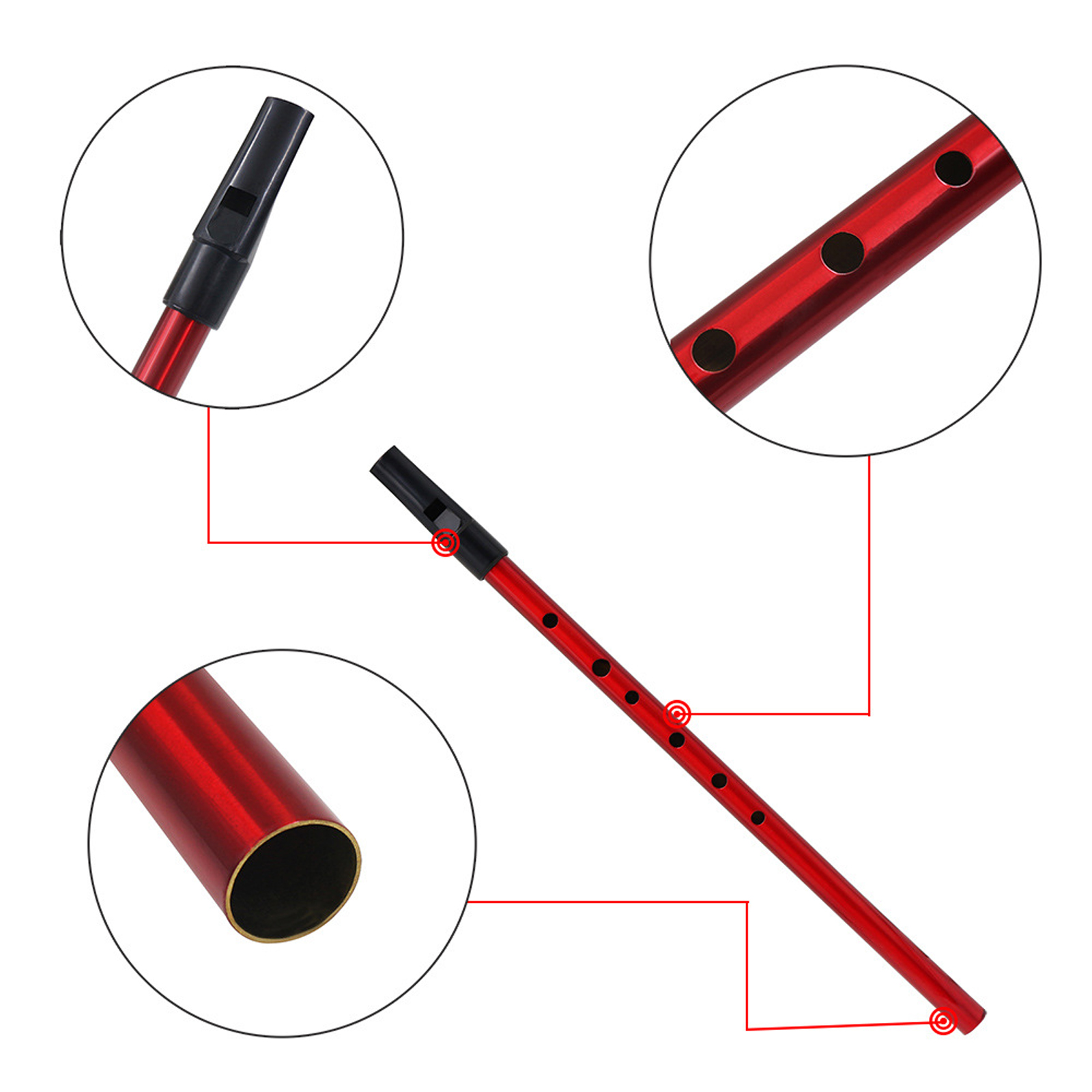 （New）Irih Whitle D-tune 6-hole Clarinet Beginner tudent Practice Playing Tin Whitle Flute Muical Intrument. 