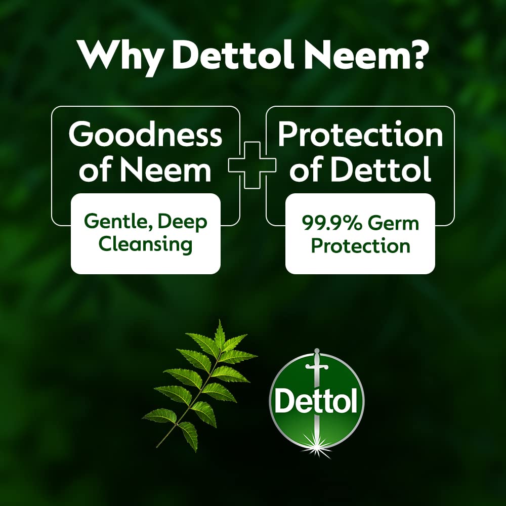 Buy 5 Get 1 Free - Dettol Soap Neem 125gm Bathing Bar, Soap with protection from 100 illness-causing germs. 