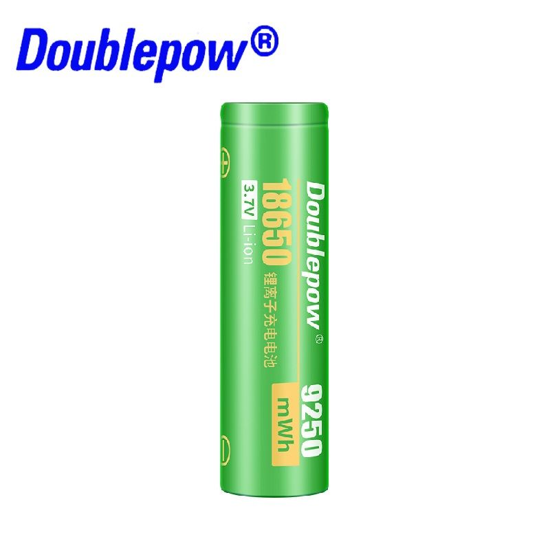 Doublepow 18650 3.7V 9250mWh Lithium ion Rechargeable Battery - High-Energy Battery for Various Uses High-Capacity Power (Flat Top) - 1 piece. 