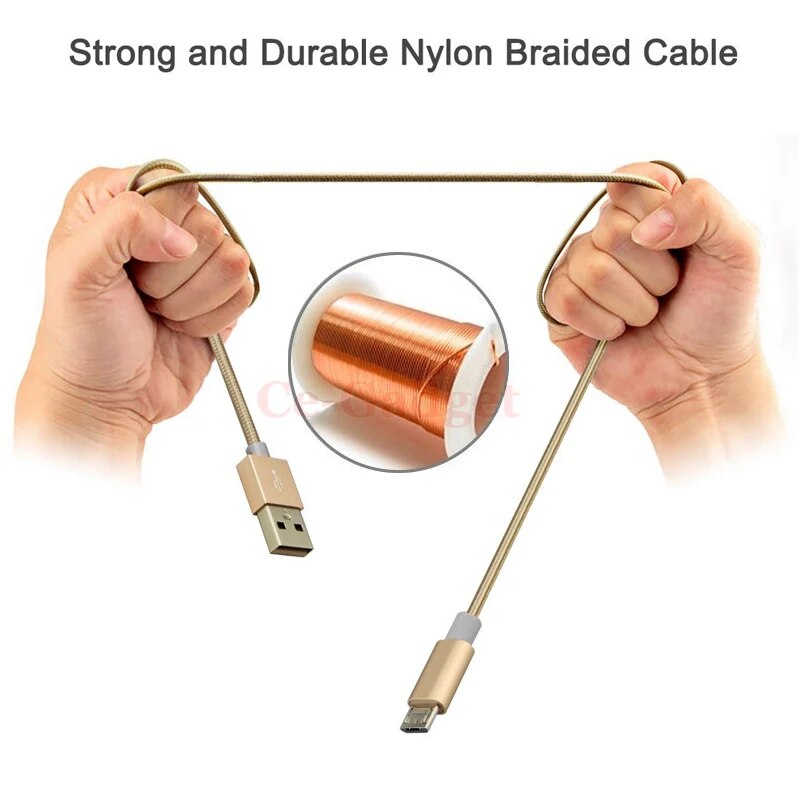 【Lejia】Nylon Micro USB Data Sync & Fast Charge Cable for Samsung Galaxy S7 Edge / S7 S6 Edge S4 S3 5 4 A5 A7 J3 J5 J7. 