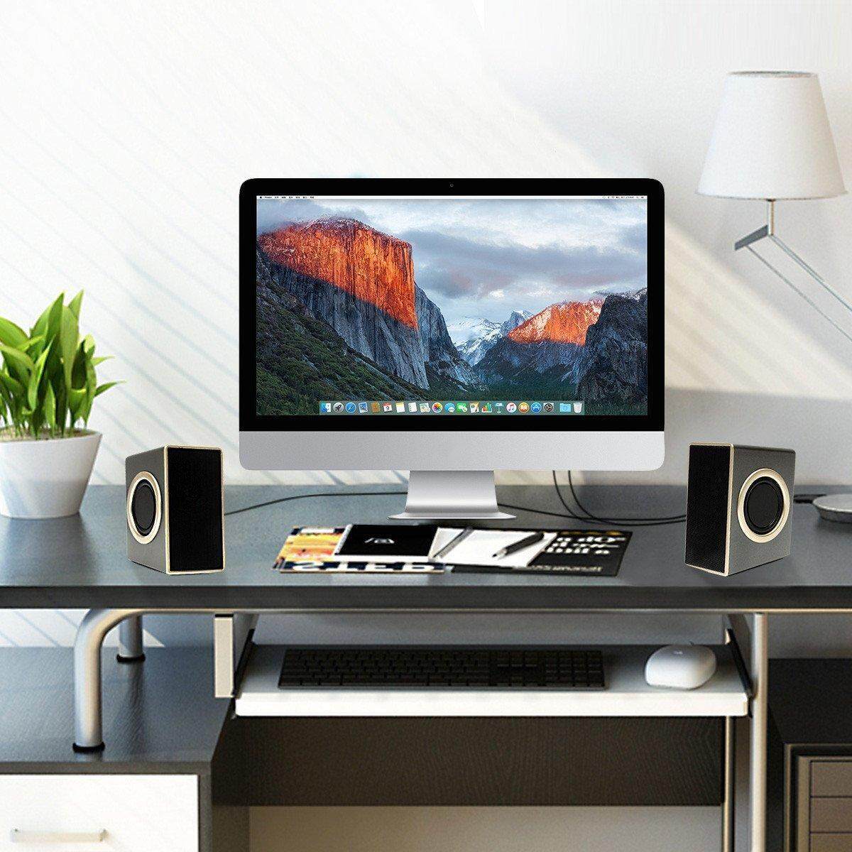 USB Speakers ELEGIANT USB Powered Computer Speakers Stereo Sound With 4 Single Bass Diaphragms And 3.5mm Audio Jack For PC. 
