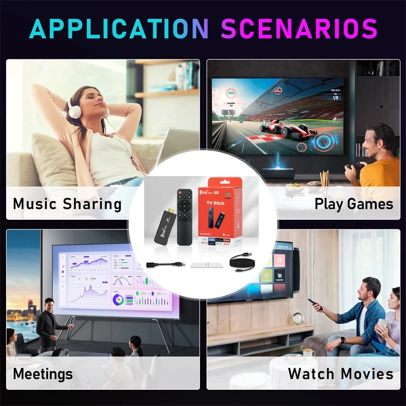 TV98 Mini TV Stick Android 12.1 4K Android TV Box 2.4G/5G Dual WiFi H.265 2GB 16GB Smart Media Player TV Receiver Set Top Box. 