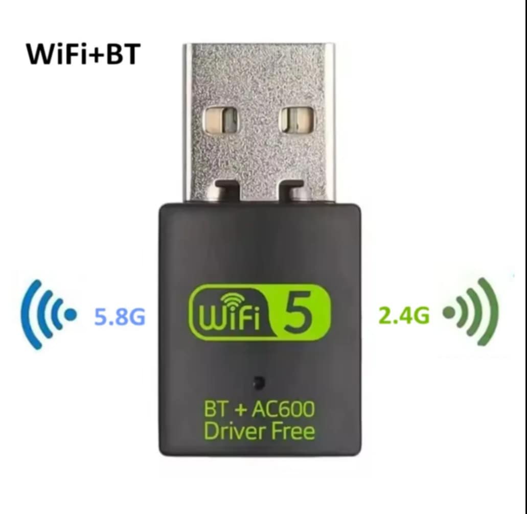 TECHG 600Mbps Dual Band WiFi + Bluetooth Adapter For Windows PC/Laptop- (Driver Free Version, WiFi Hotspot Supported, 2.4GHz + 5GHz). 