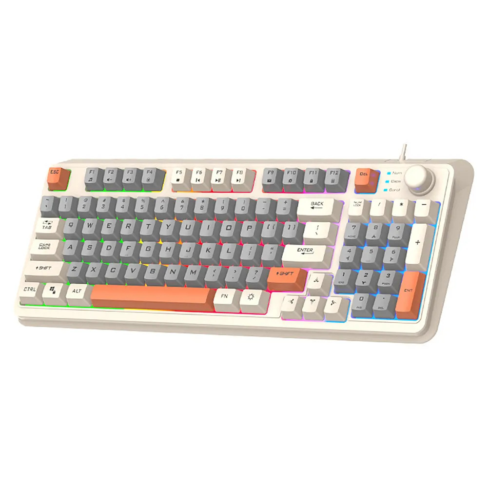 K82 Gaming Keyboard 94 Keys Portable Wired Office Keyboard With Colorful RGB Backlight Mechanical Ultra Silence Keyboard Comfortable Typing Experience For Laptop PC Computer. 