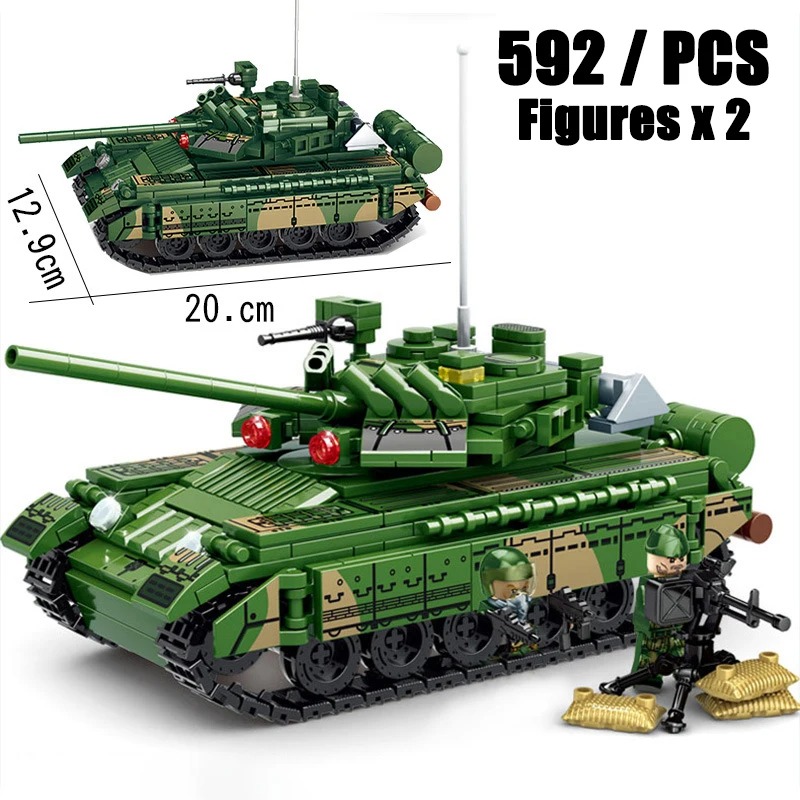 Sluban T-80 Main Battle Tank Building Block WW2 Soviet Army Vehicle s Model Bricks Military Enthusiasts Gift Sets Kids Toy KankongAgu. 
