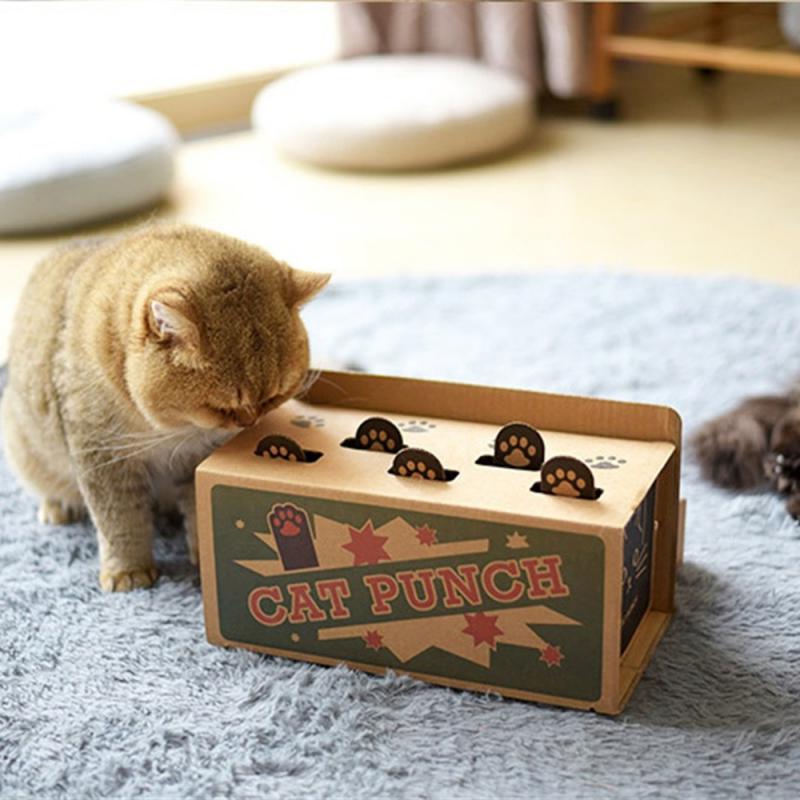 Small Treat Exercise Training Cat Toy Funny Cat Punch Scratch Interactive Mole Mice Game Toy Mouse Up Puzzle Pet Supplies. 