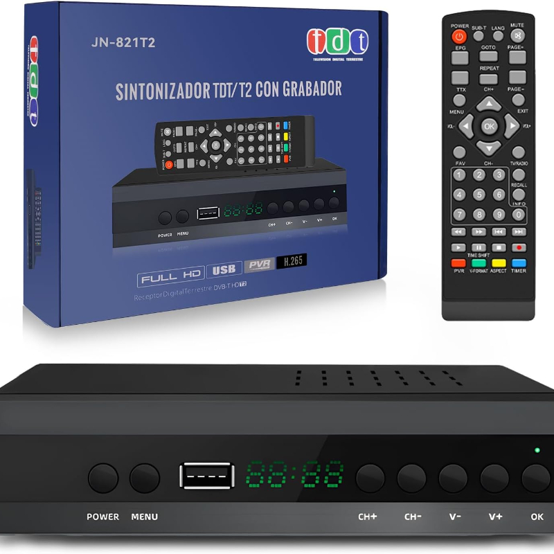 New Spain TDT HD Decoder DVB-T2 H.265 HEVC FTA Tuner PVR USB HDMI Digital SCART TV Receiver for View High-definition Channels