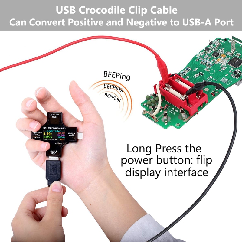 Harmony USB C Tester,2 in 1 Type C USB Tester Color Screen IPS Digital Multimeter,Voltage,Current,Power,Resistance,Temperature,with Clip Cable Support PD2.0/PD3.0,QC2.0. 