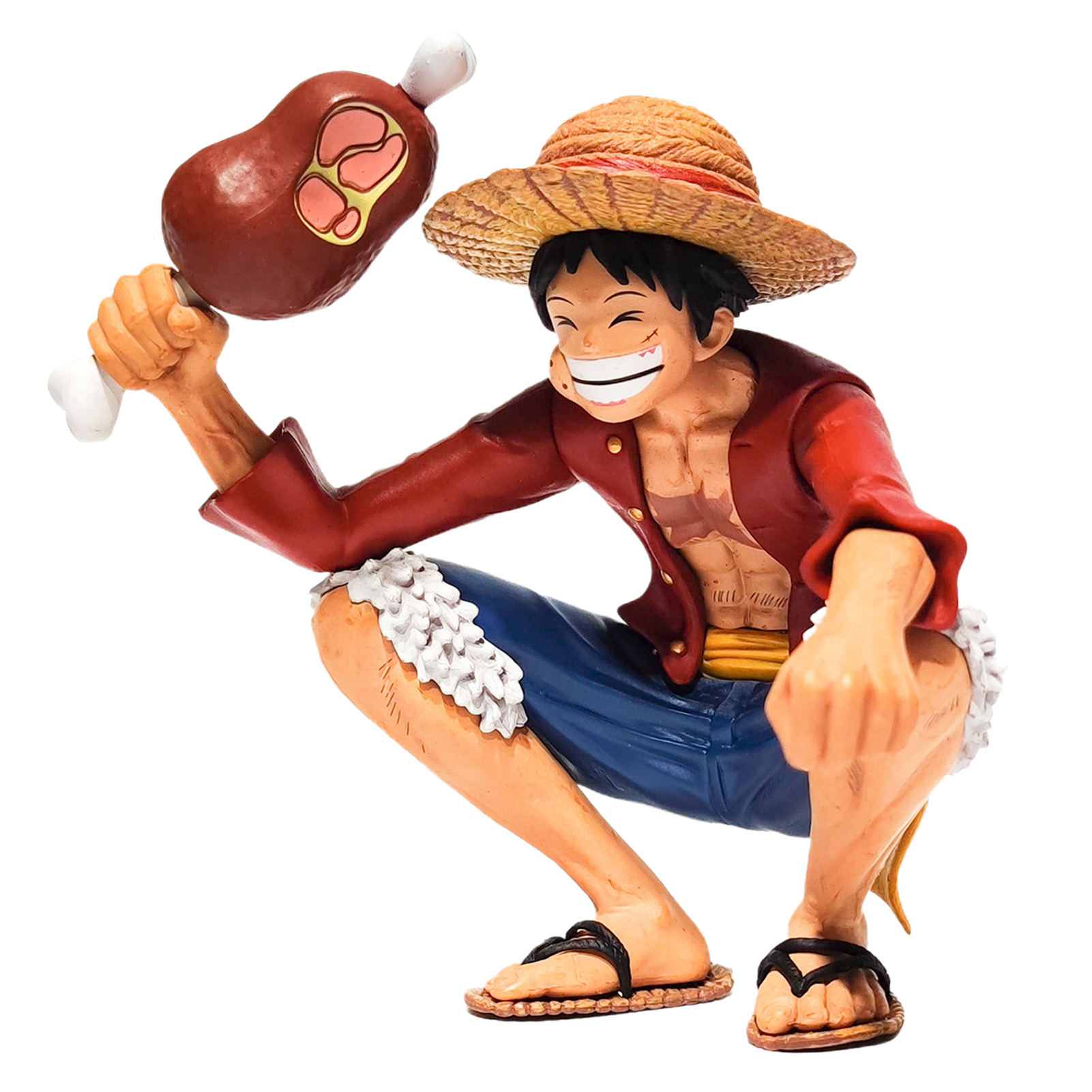 Figurine Model Wear-resistant One Piece Anime Squatting Luffy Desktop Decoration. 