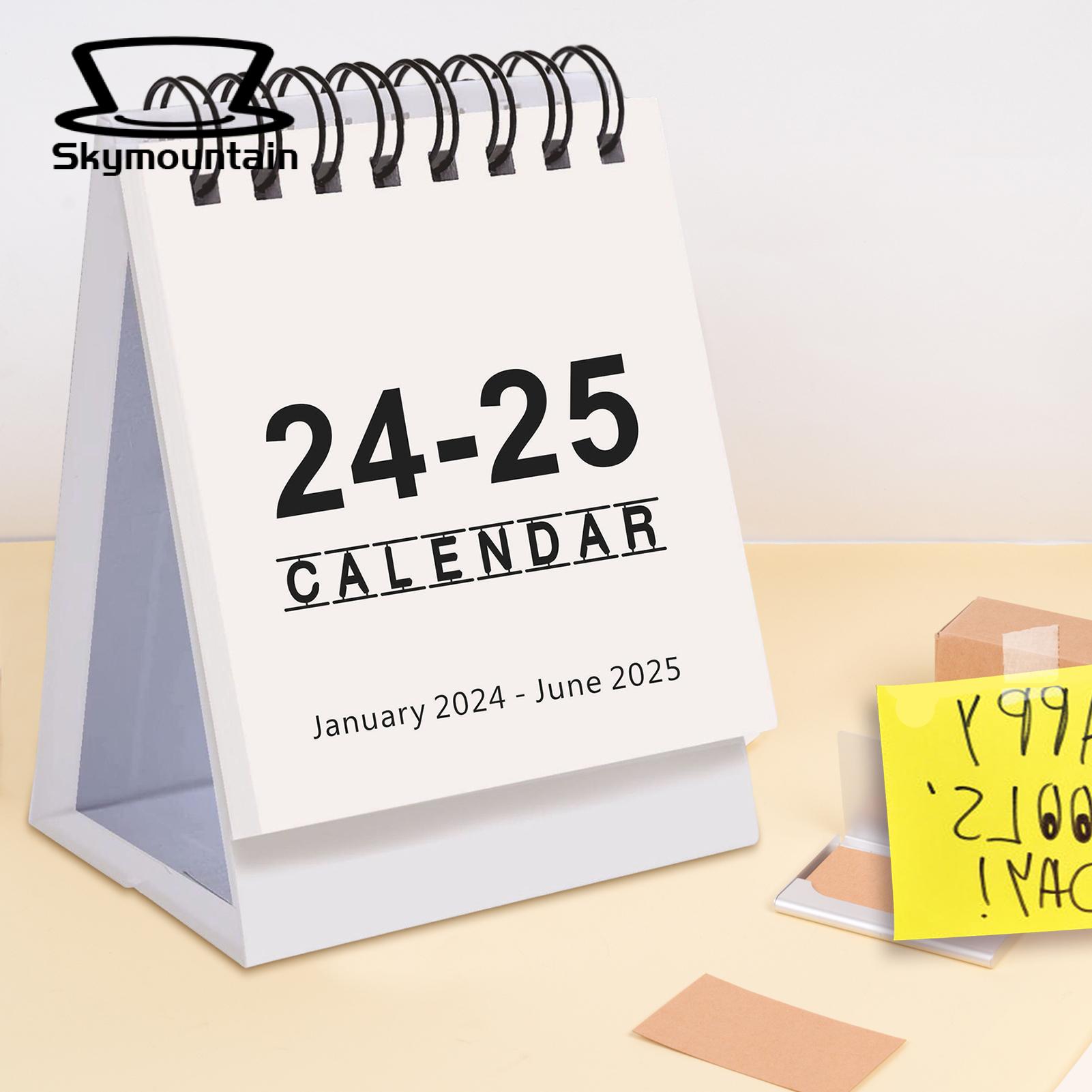 Smooth Page Turn Desk Calendar Small Desk Calendar 18 Month Jan 2024 to June 2025 Twin-wire Binding Home Office School Portable Desktop Calendar Mini Desk Calendar. 
