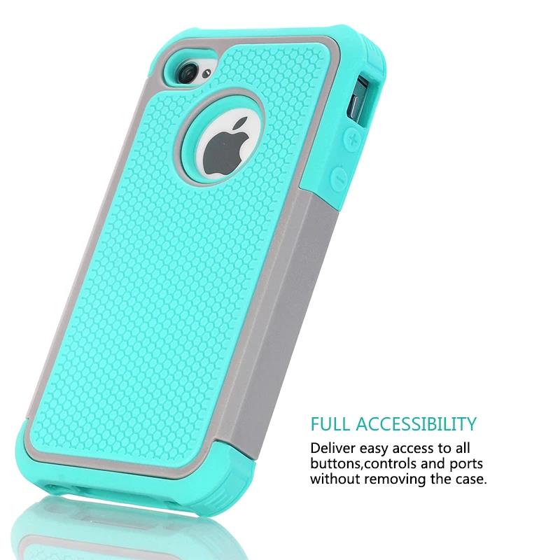 For iPhone 4 4S Case,WEFOR Hybrid Dual Layer Protective Case Cover with Hard Plastic and Soft Silicone for iPhone 4S iPhone 4. 