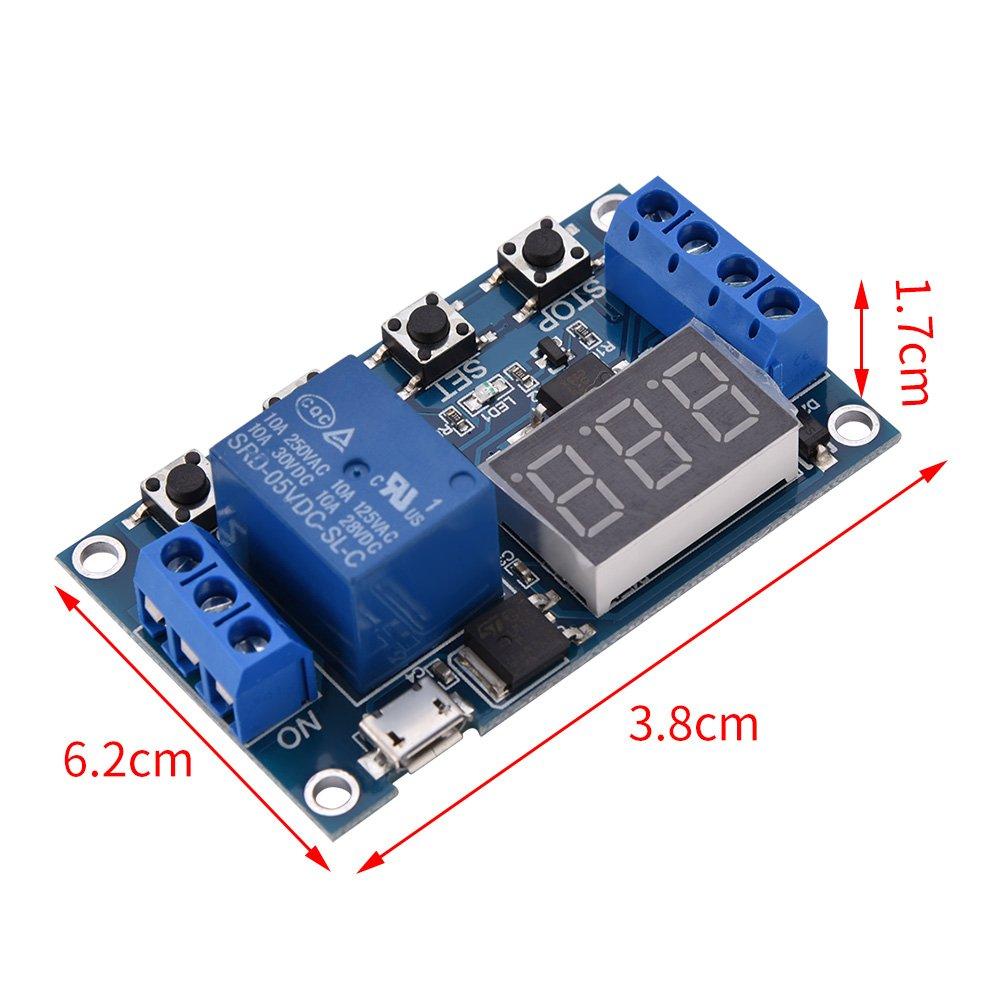 DC 6V-30V Support Micro USB 5V LED Display Automation Cycle DeIay Timer Control On Off Relay Switch Module 6V 9V 12V 24V. 