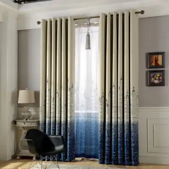 Castle Printed Blackout Curtains Home Bedroom Windows Decor Drapes