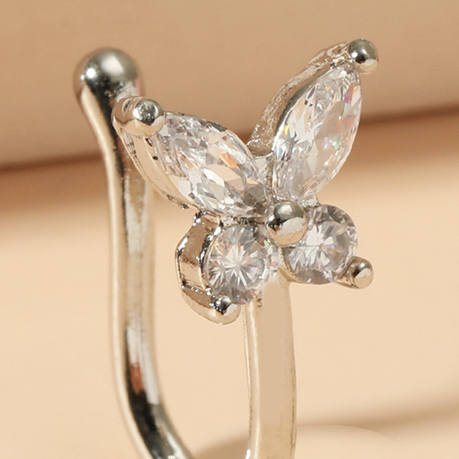 Non Piercing Nose Ring Indian Style Simple Shiny Nose Stud. 