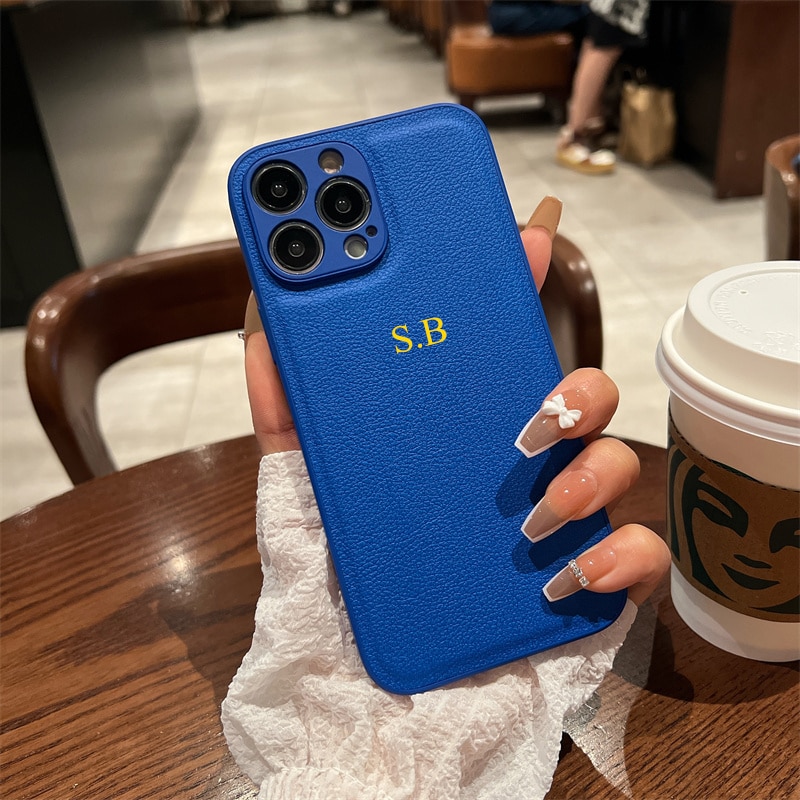 Personalized Customized Name Letter Phone Case For iPhone 14 13 Pro Max 12 11 X XS XR 7 8 Plus SE Leather Protective Back Cover. 