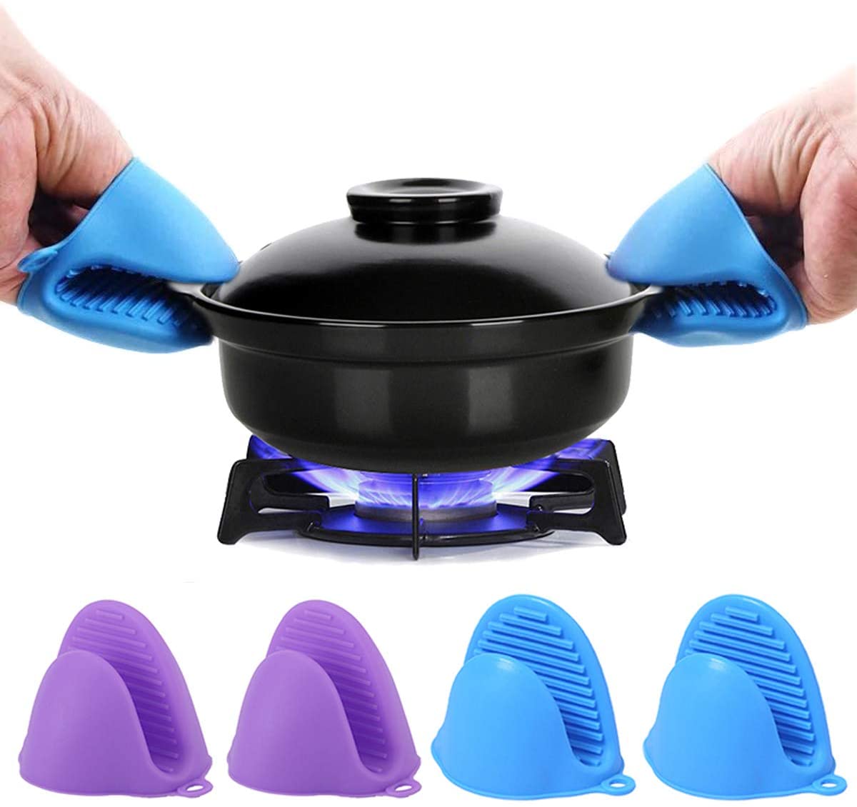 2 PCS Silicone Kitchen Organizer Insulated Heat Pot Clips Microwave Oven Gloves Hot Plate Clip Anti-scald Thicken. 