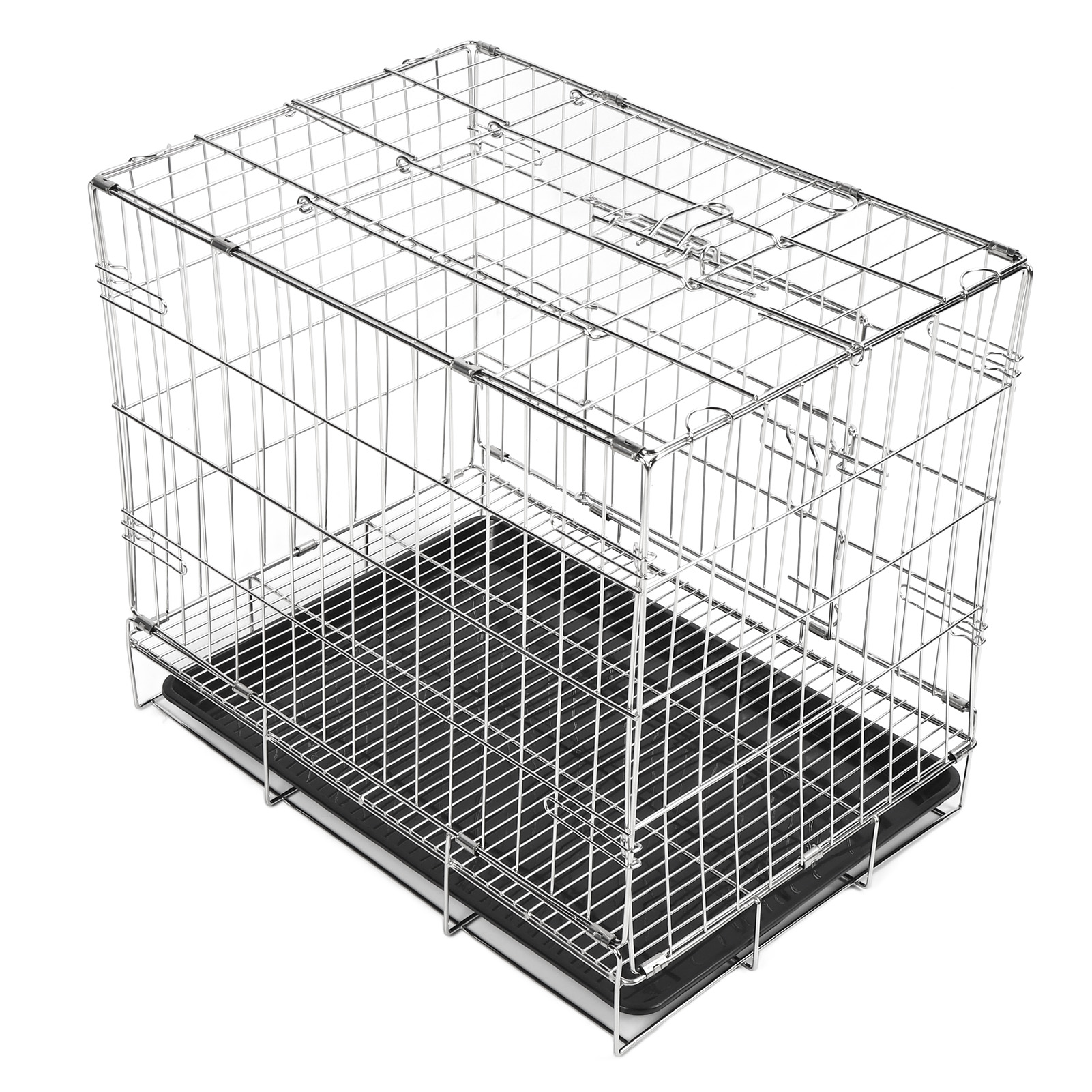 Stainless Steel Dog Crate, Unbreakable Multipurpose Spacious Pet Cage Heavy Duty Portable Folding Easy To Assemble with Tray for Outdoor Trips. 