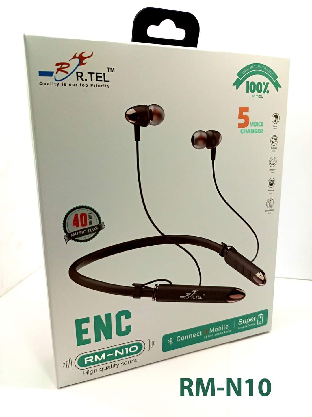 R TEL RM-N10 Neckband ENC 5 voice Changer High Quality Sound With 2 Mobile Connect at the same time