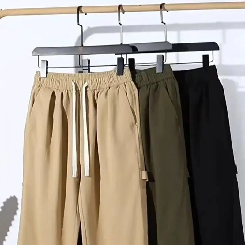Army Green American Logging Cargo Pants Men's Spring and Autumn Loose American Vintage Straight Casual Pants Men's Trend. 