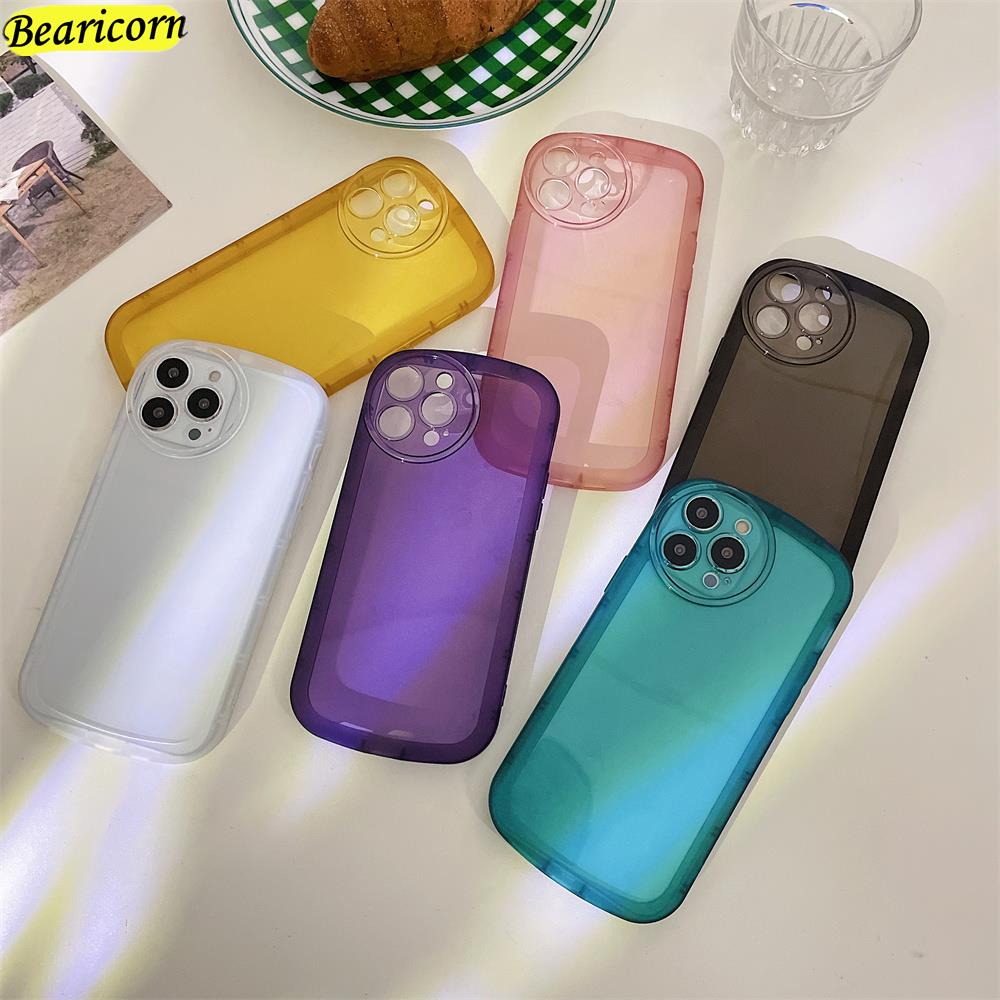 Bright Color Clear Oval Phone Case For Samsung Galaxy A30S A32 A34 A50 A50S A51 A52 A52S A54 A72 Shockproof Soft Silicone Cover. 