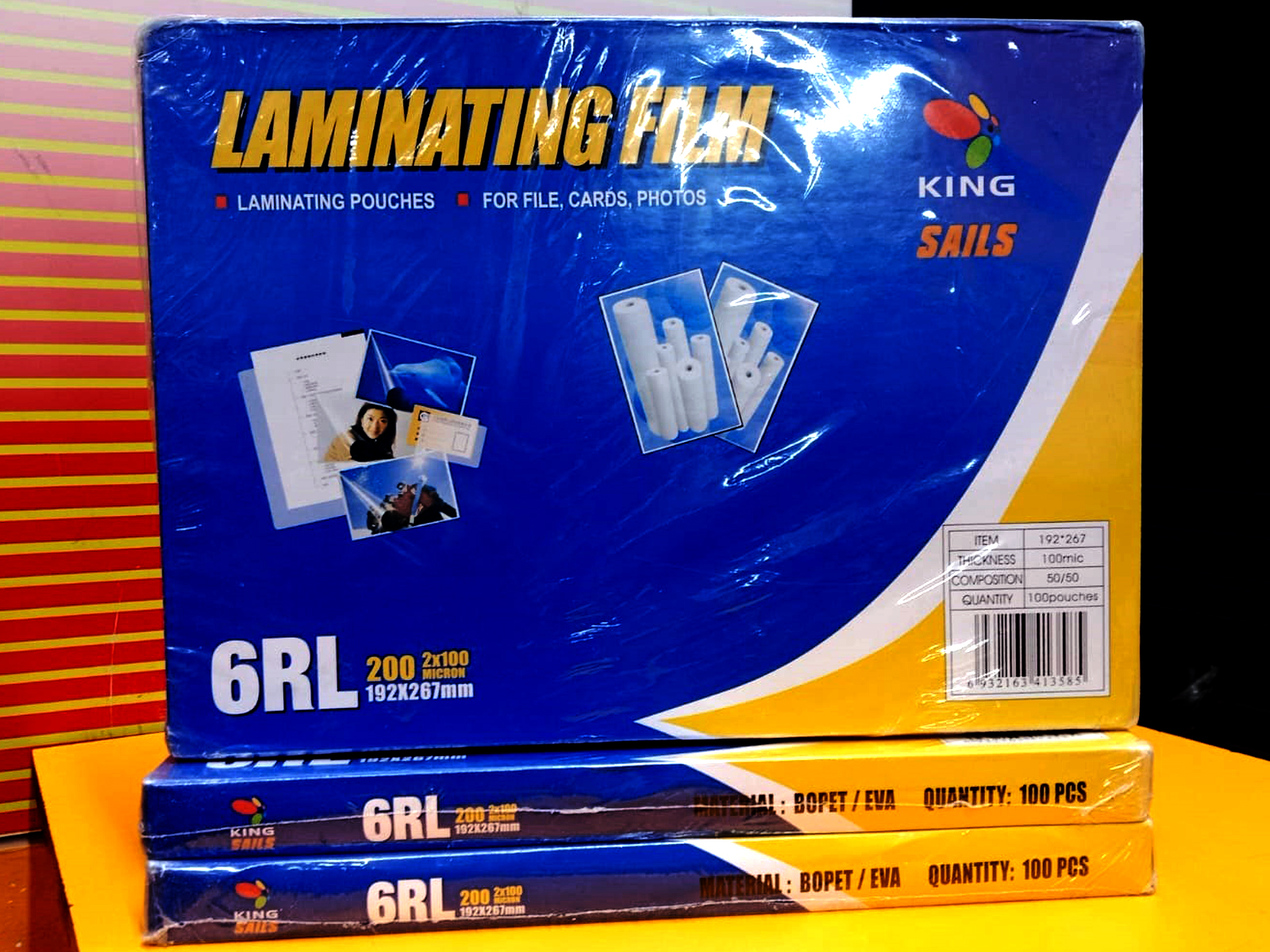 Laminating Film - 6R Big Size (100pcs) / Laminating Pouches 6R 100 micron 192*267mm. 