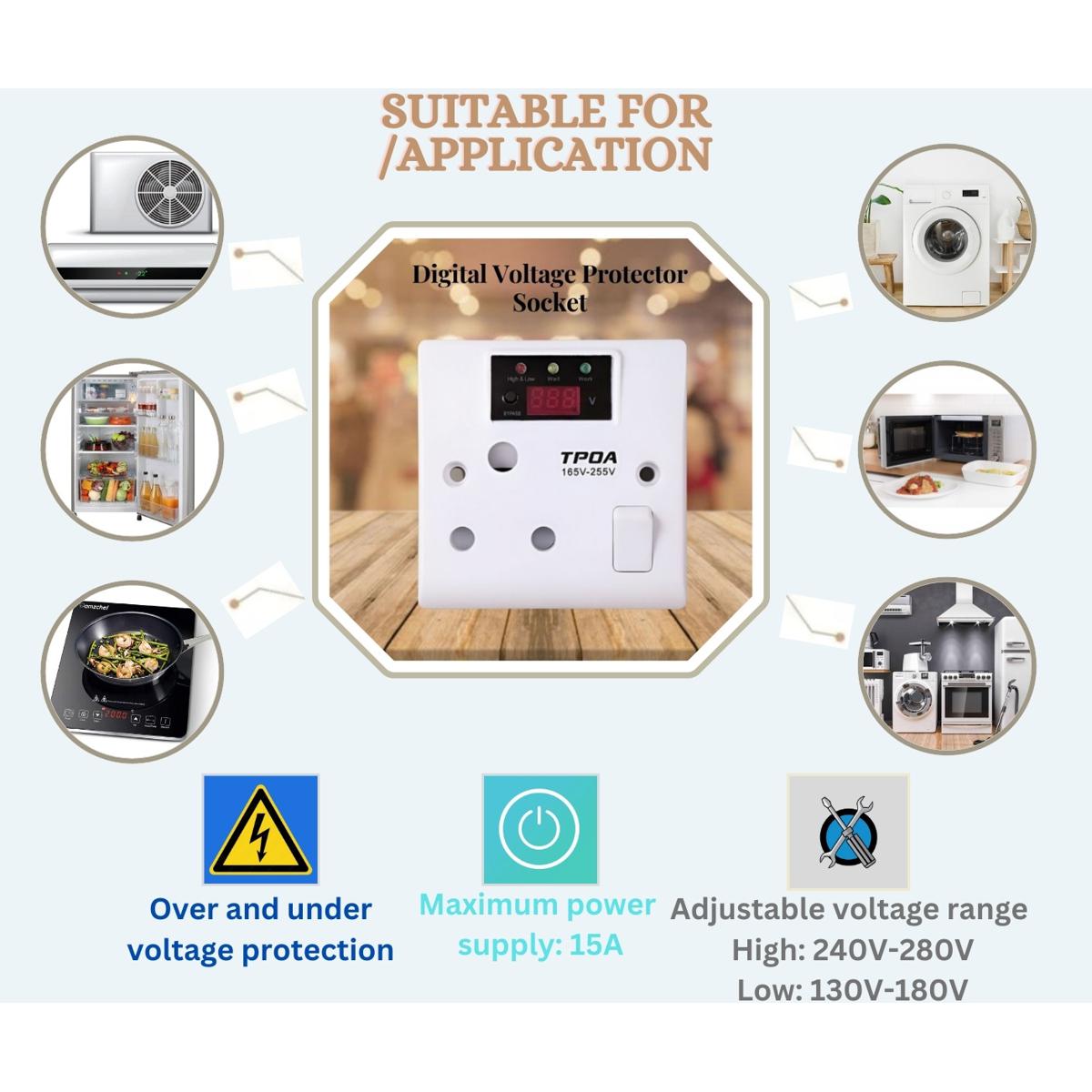 Voltage Protector Socket /Electronic Protector /Automatic Voltage Stabilizer /Under & Over Voltage Protector /VoltGuard / Current Protector. 