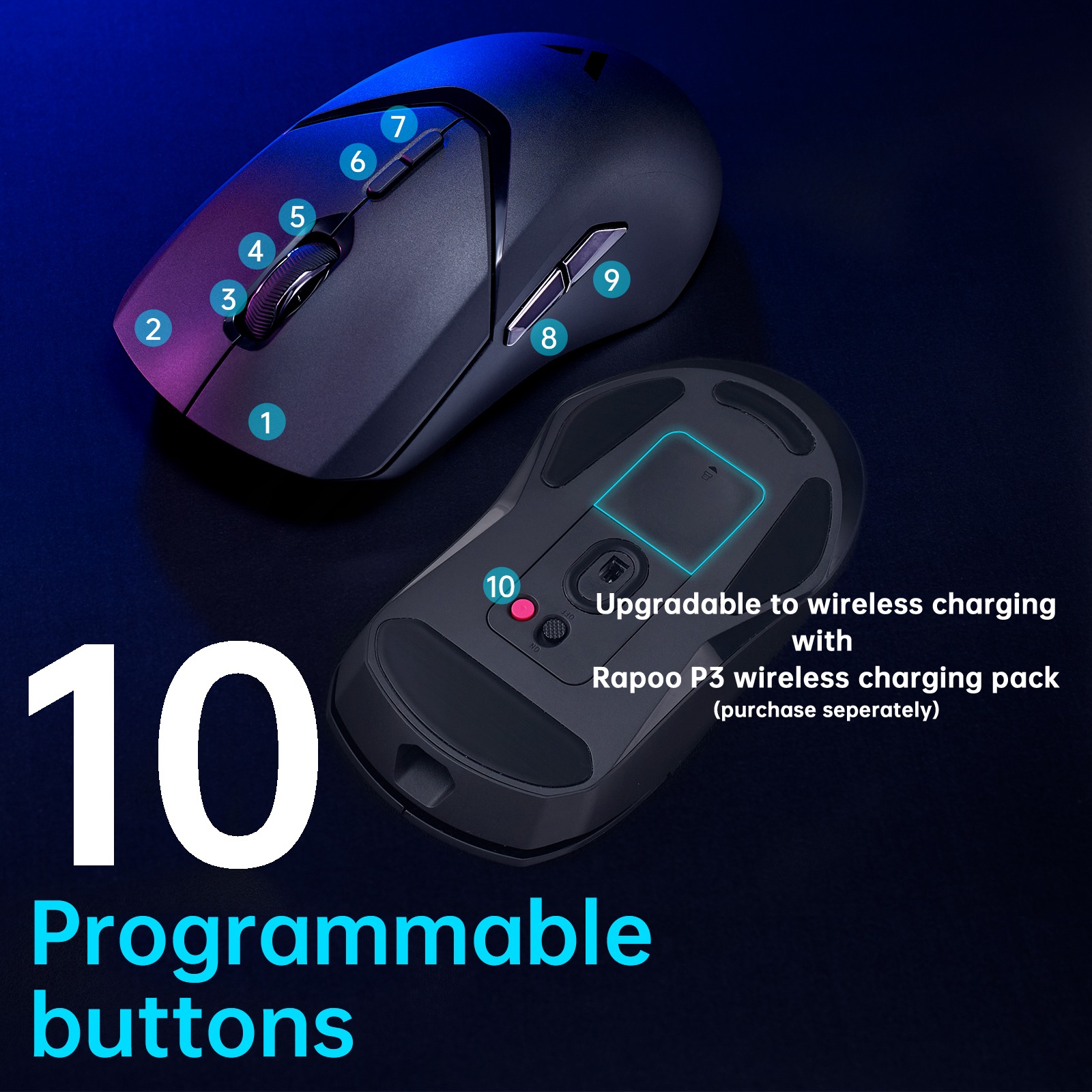 Rapoo VPRO VT9PRO Ultra-Light Dual-Mode Gaming Mouse with 26000DPI PAW3398 Sensor - for Pro Gamers. 