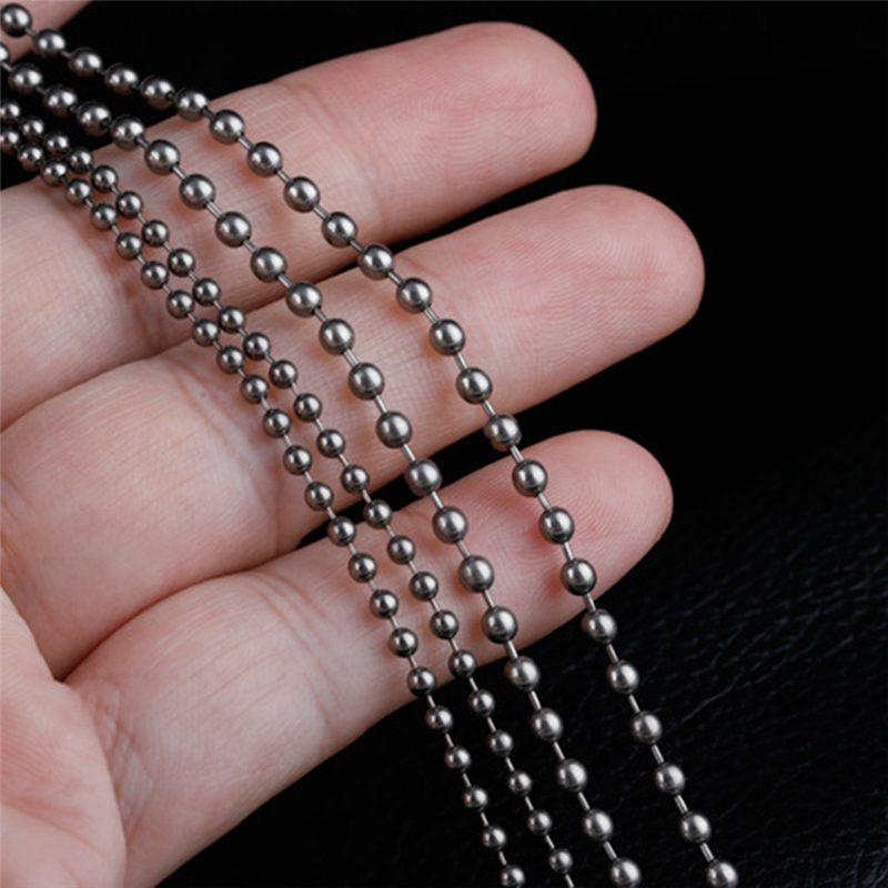 Pure Titanium Chain Necklace Glass Bead Chain Pendant is Not Easy to Rust Simple Light Weight Titanium Alloy Bracelet-B. 