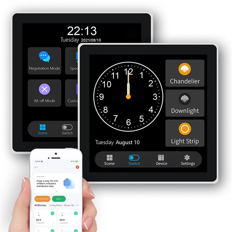 Tuya T3E Panel Switch Touch Screen Smart Control Panel Switch,White. 