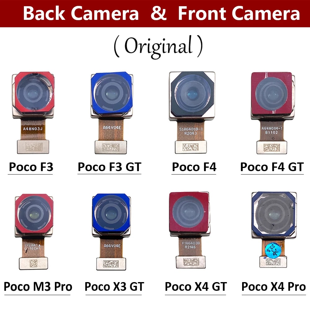 Original For Xiaomi Poco F3 F4 X3 X4 GT M3 X4 Pro Front Camera Flex With Back Rear Camera Module Flex Cable