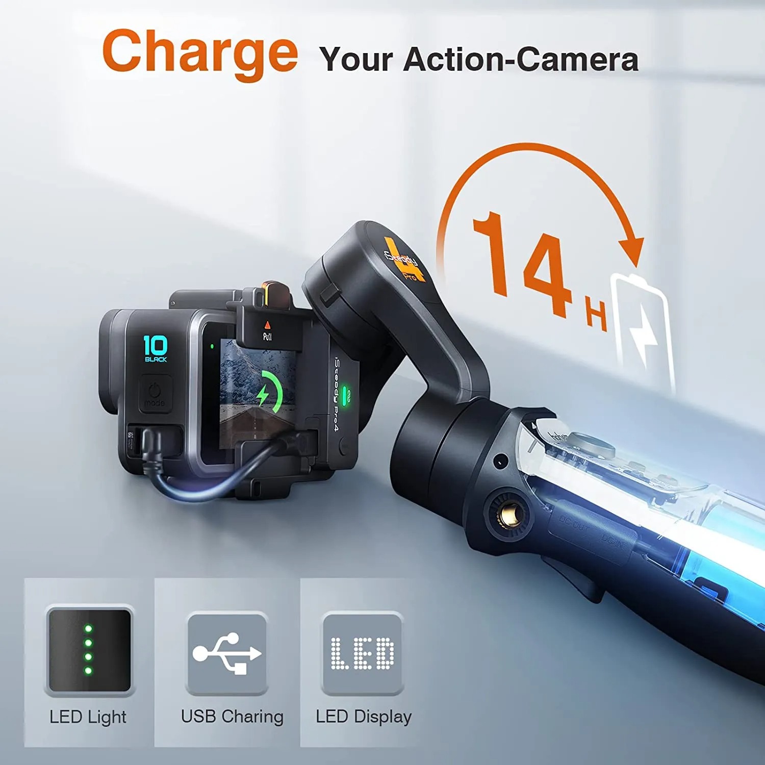 Professional 3-Axis Handheld Gimbal Stabilizer for GoPro OSMO DJ YI Cam Insta 360 Sony, Waterproof IPX4 Action Camera Tripod. 