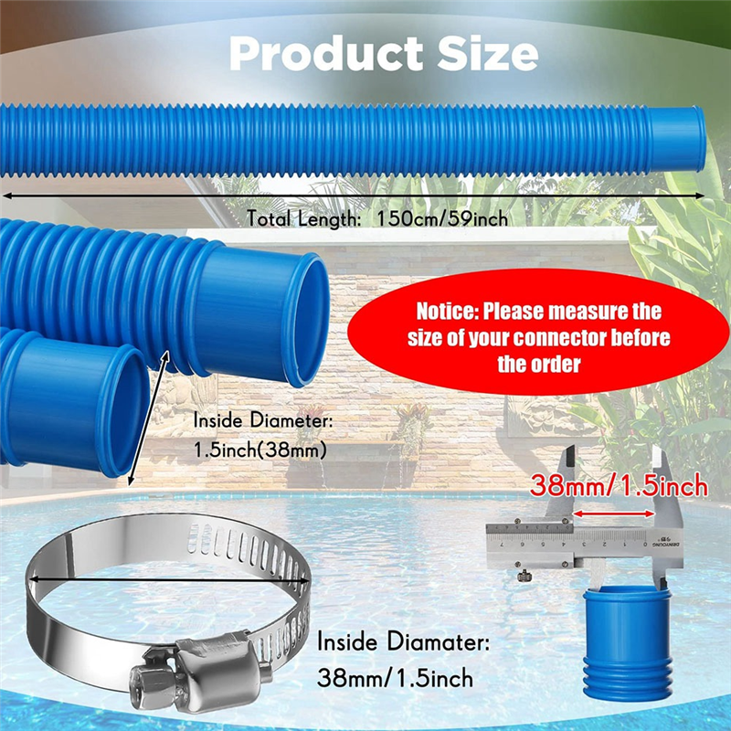 2 Piece Filter Pump Hose Compatible with Pump Model 607, 637 for Above Ground Pools