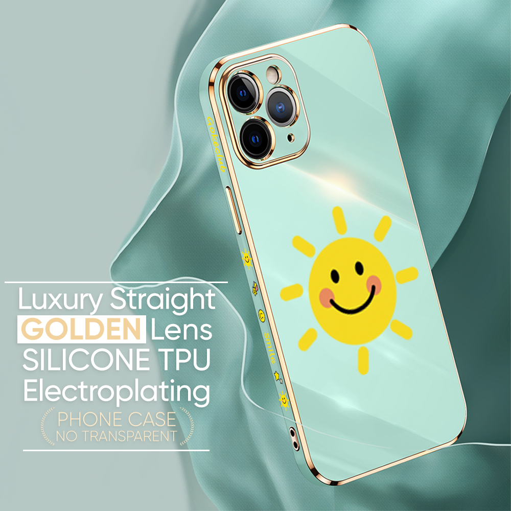 ZeroQiQi for Realme 7 Realme Narzo 20 Pro Back Cover Smiling Sun Luxury 6D Plating Case Side Pattern Soft Silicone Square Phone Cases + Free Lanyard. 