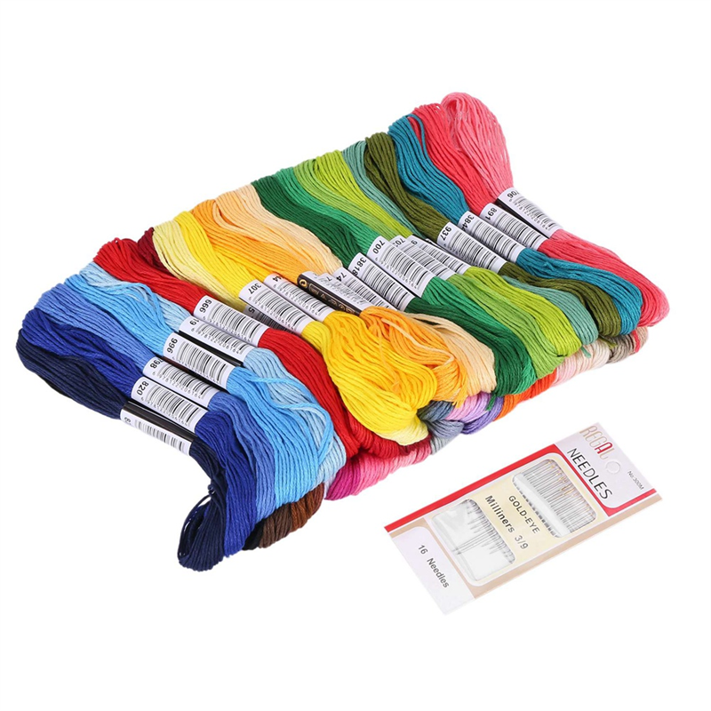 100 Skeins Embroidery Floss Thread Bracelet String with Needles for Friendship Bracelet. 
