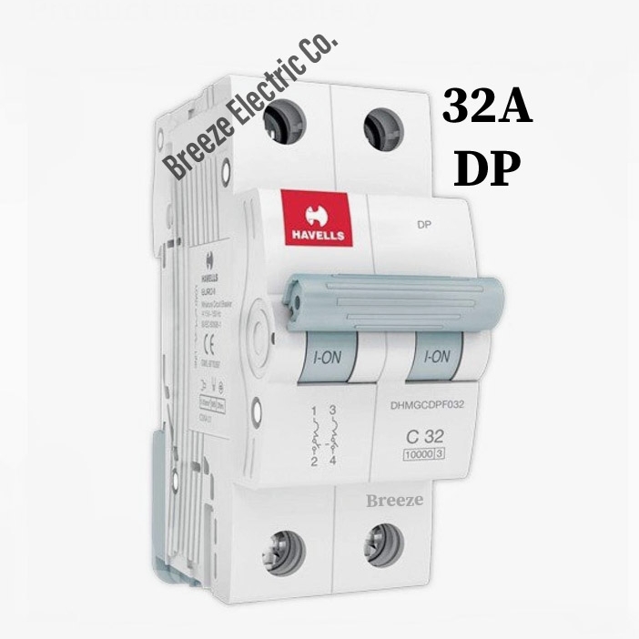 Havells Circuit Breaker 32A DP MCB.  Model: Euro-II. India.. 