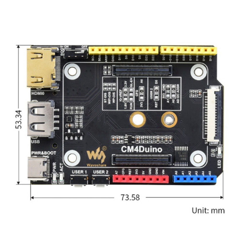 Waveshare for Raspberry Pi CM4-Duino Base Board Compatible HDMI USB M.2 Interface Supports Arduino Ecology System. 