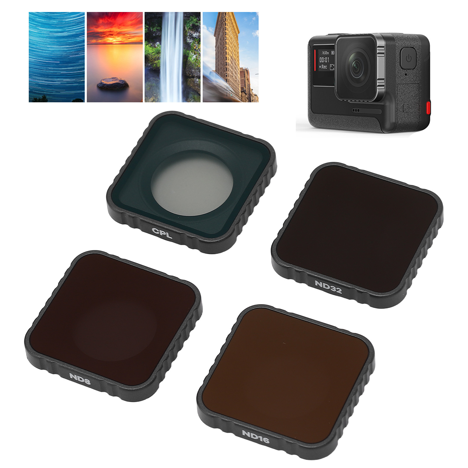 Action Camera Lens Filter CPL ND8 ND16 ND32 Filter Dual Sided Multi Layer Coating Anti Fog Clear View Waterproof for Ace. 