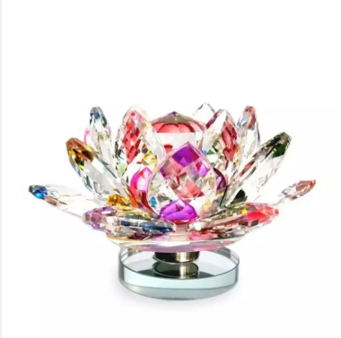 Multicolor Rotating Crystal Lotus Flower Showpiece Home Decor