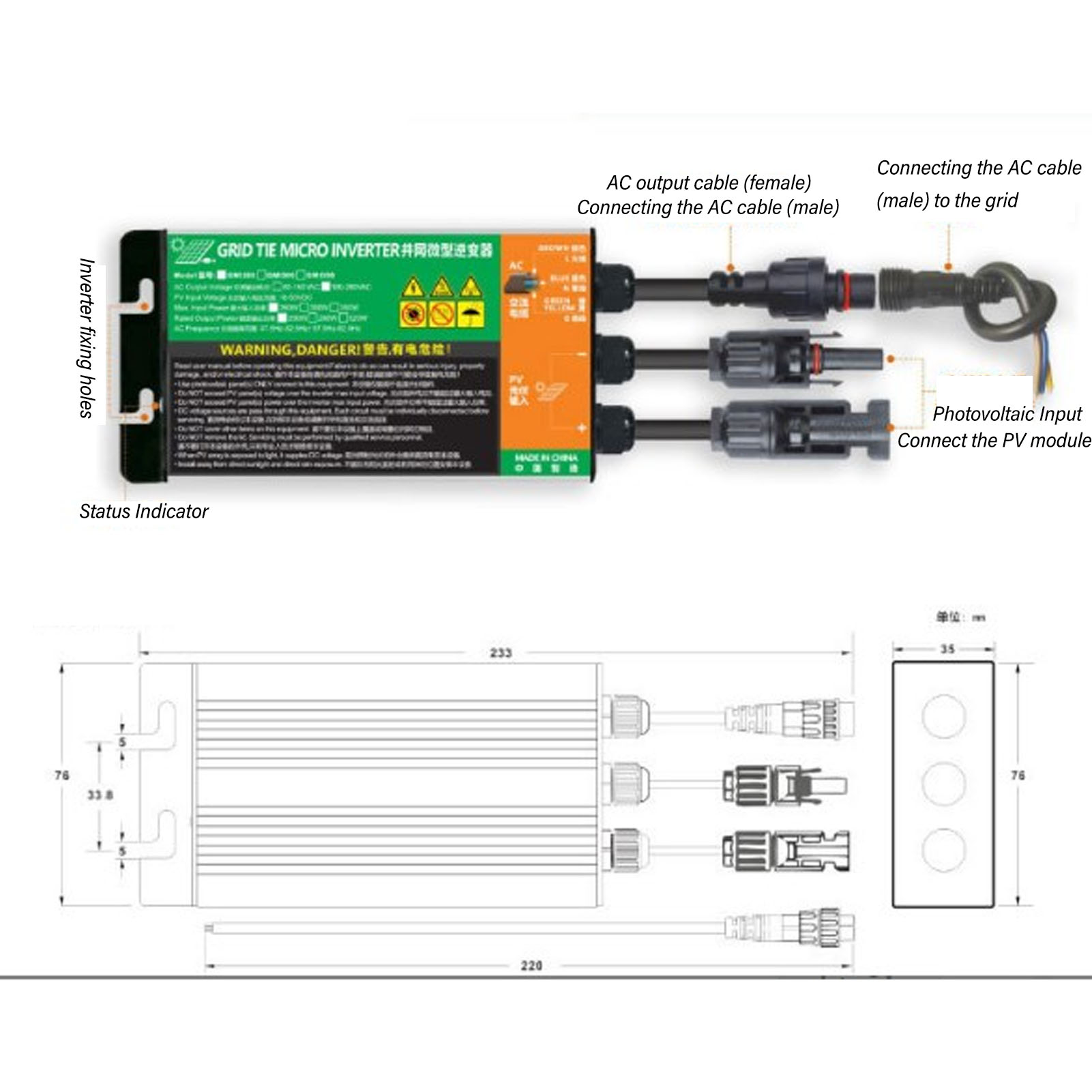 GMI 120W Inverter 120 Watt Pure Sine Inverter AC220V Island Protection Stable Power Output Current Protection for Outdoor. 