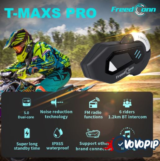 FreedConn TMAX-S PRO Motorcycle Helmet Intercom Bluetooth Headset.. 