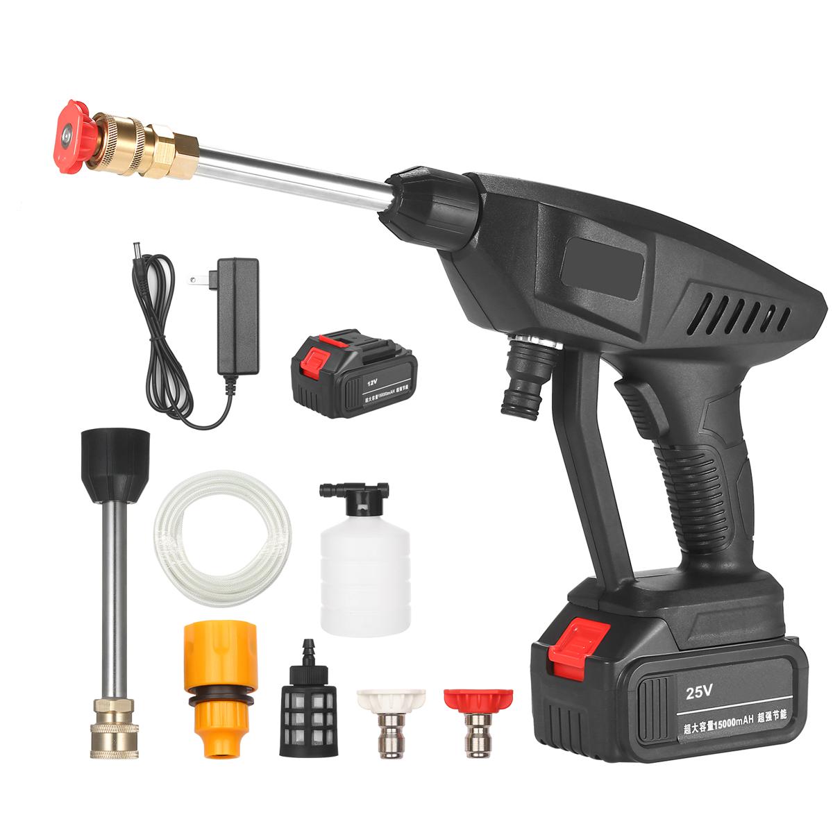 25V Portable High Pressure Washer Machine 15A 30Bar Cordless Washer G-un With Foam Generator Nozzle Water Pump Auto Garden Sprayer