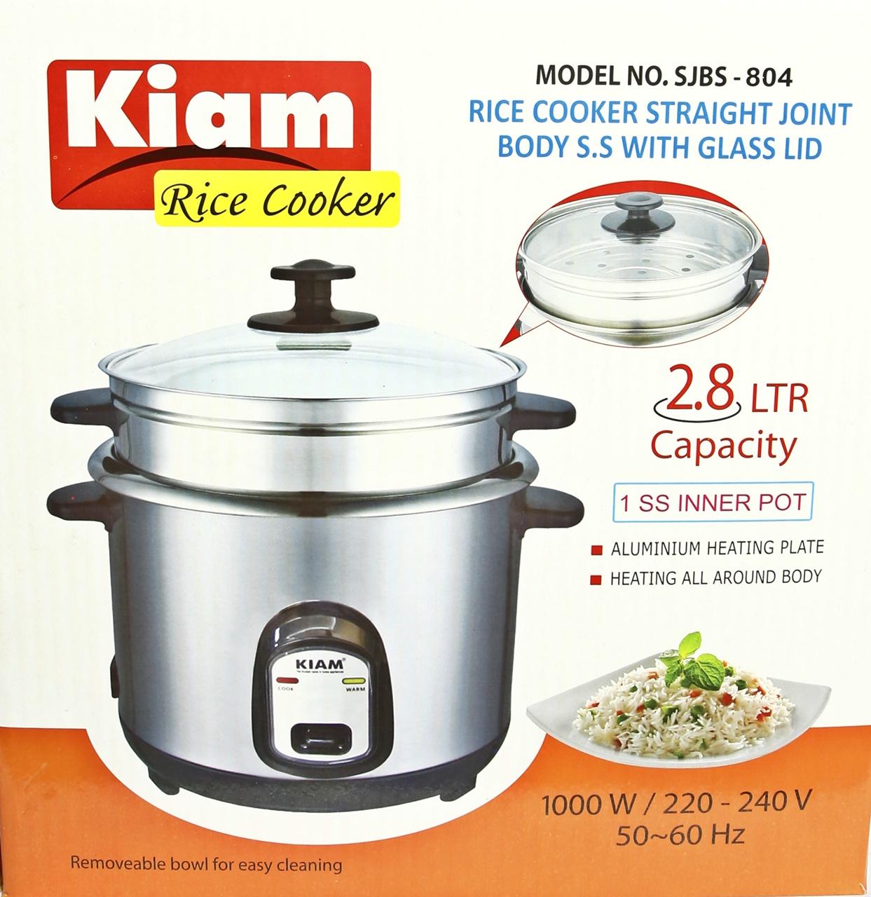 Kiam 2.8 Rice Cooker SS with Glass lid 804
