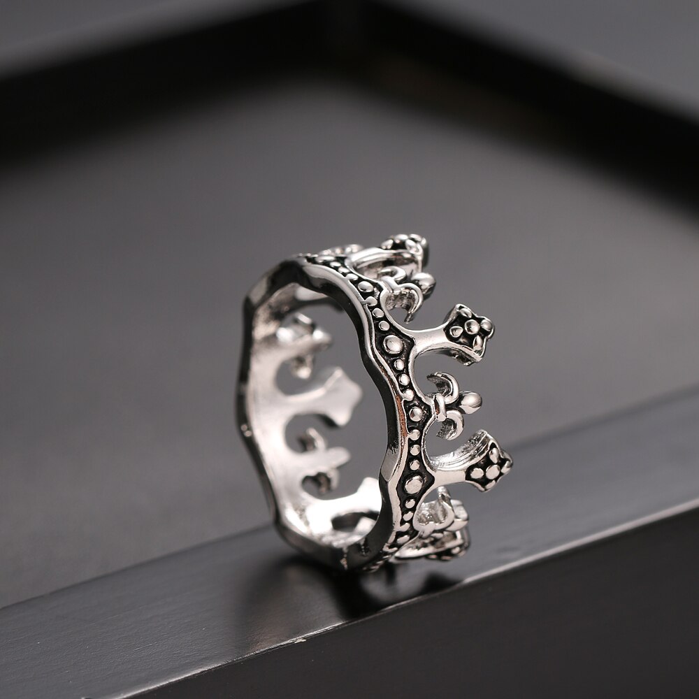 männer Ringe Schwarz Königlichen König Crown Ritter Fleur De Lis Kreuz Vintage Ringe für Männer Schmuck. 