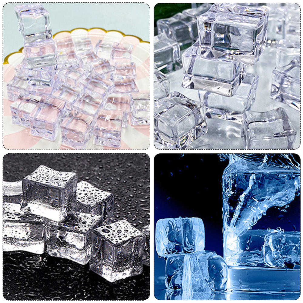 (40-Pack) Reusable Ice Cube, Refreezable Plastic Ice Cubes Reusable for Drinks Cocktails Like   or Coffee, Silicone Square Shapes, Dry Ice Cubes, Non Diluting.. 